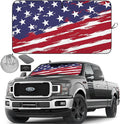 Autoamerics Truck Windshield Sun Shade with Storage Pouch & Anti-Slip Dash Pad - Foldable USA Art Flag-2 Design - Fits Most SUVs & Trucks - Blocks UV Rays and Keeps Car Cool | X-Large (66 x 36 inches)