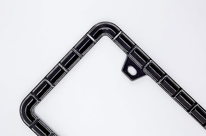 Creathome 3D Brilliance Black License Plate Frames, Pure Zinc Alloy Metal with Chain Patterned