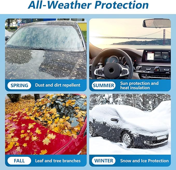 Car Cover for Cadillac Deville 1985-1993 Sedan 4 Door Waterproof All Weather Full Car Cover with Door Zipper Car Covers for Automobiles for Sun Rain Snow Protection