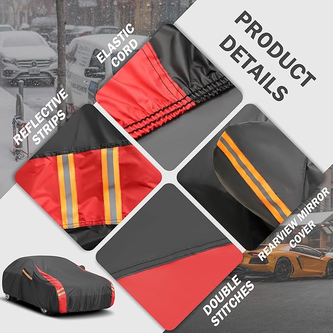 Car Cover Automobiles Waterproof All Weather for for Sports Coupe Fit Coupe BMW 6 Series/7 Series/i7,Chevrolet Bel Air/Chevelle,Dodge Challenger etc.(See Size Chart)