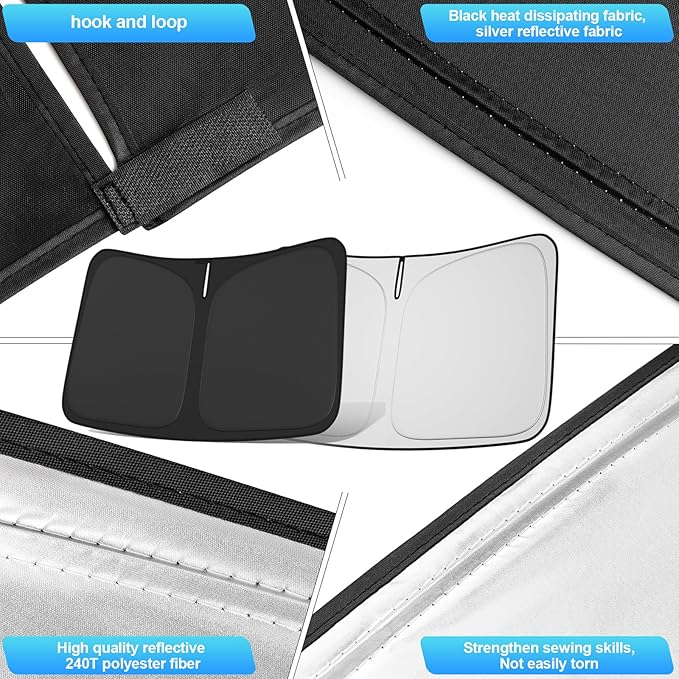Windshield Sun Shade for for Cadillac XT6 2020-2025 4-Layer Front Window Shade Custom Sun Visor 240T Shade Blocks UV Keep Your Car Cooler