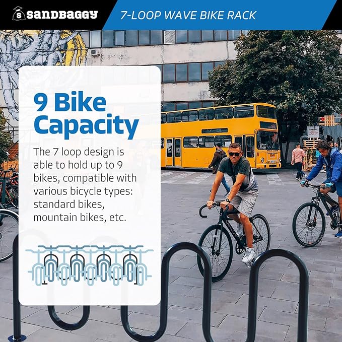 Sandbaggy Commercial Bike Racks - Galvanized Steel - Anti-Theft Design - In Ground, Apartments, Sidewalks, Industrial