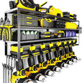 Large Power Tool Organizer Wall Mount for Fathers Dad, 4 Layers Heavy Duty Metal Garage Organization Loads 360lbs with 8 Cordless Drill Holder, Power Tool Shelf for Garage Workshop, Utility Racks