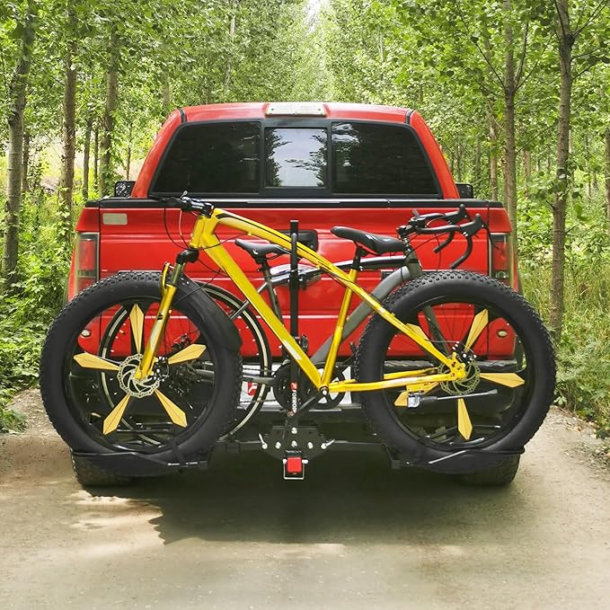 FORWODE 2" Hitch Mount Bike Rack Fits 2 X 80 lbs Bicycle, Platform Bike Rack for Car SUV Truck Standard, Foldable Wobble Free, Locking Hitch,Fat and Standard (A- Early Edition)