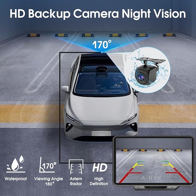 Carplay Screen for Car, 7" HD Wireless Portable Car Play Touchscreen Stereo with Android Auto Mirror Link/Backup Camera/GPS Navigation/Satellite Radio for All Vehicles