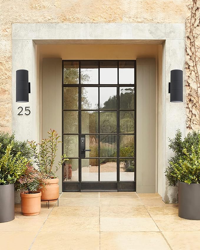 Ken & Ricky 14Inch Exterior Lighting Fixtures,Outdoor Cylinder Wall Lights,Black Outdoor Sconces Set of 2, Outside Light Fixtures for House,Front Door,Entrance, Garage,Porch-2pk