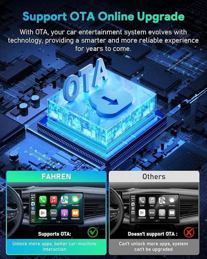 FAHREN 3rd-Gen Wireless CarPlay Adapter for iPhone& Android Auto, Support Netflix/YouTube, Mini Android Auto Wireless Adapter, Plug & Play,Only Fit with The 2018+ Cars with OEM Wired CarPlay