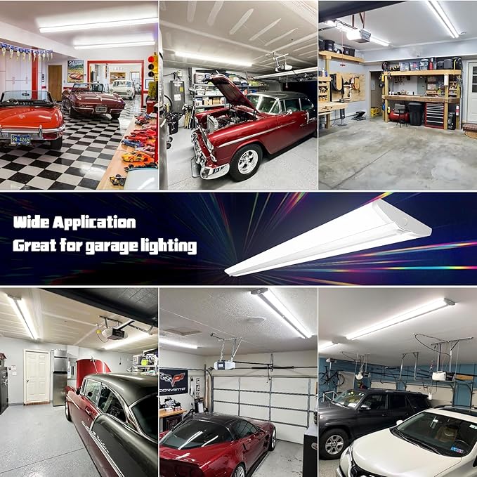 ANTLUX 8FT LED Shop Light, Ultra Slim LED Wraparound 110W [6-lamp T8 Fluorescent Equiv.], 12500LM, 6000K, Commercial 8 Foot Strip Lights, Flush Mount Garage Office Warehouse Ceiling Lighting, 6 Pack