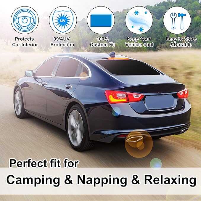 TINGLU Window Shades for Chevrolet Malibu 2016-2025 Accessories Side Full Windows Cover Camping Rear Triangular Windshield Sun Shade Sun UV Rays Privacy Protection 8PCS