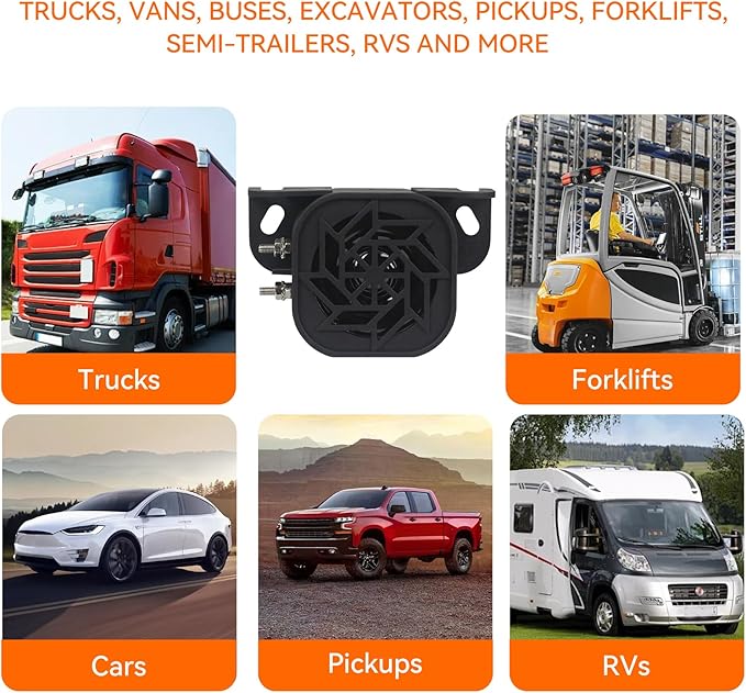 735 Back-up Alarm 12V-48V 110dB IP67 Waterproof Dust-Proof Reversing Warning Alarm with Super Loud Beeper Tone for Truck Van Forklift Car Lorry Agricultural Vehicles