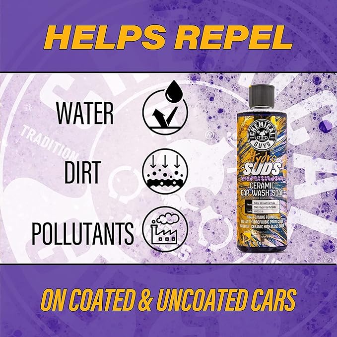 Chemical Guys CWS21216 HydroSuds Ceramic SiO2 Shine High Foaming Car Wash Soap (Works with Foam Cannons, Foam Guns or Bucket Washes) For Cars, Trucks, Motorcycles, RVs & More, 16 fl oz, Berry Scent