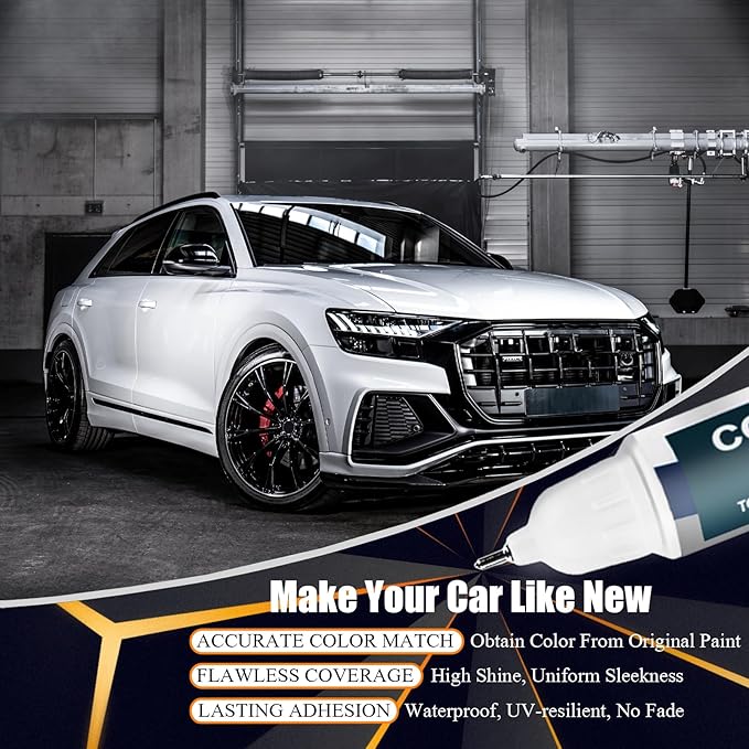 Arkona White(LY9L/Z9) Touch Up Paint Compatible with Audi, Car Paint Pen Scratch Repair Two-In-One Touch Up Paint, Premium Car Scratch Remover for Deep Scratches
