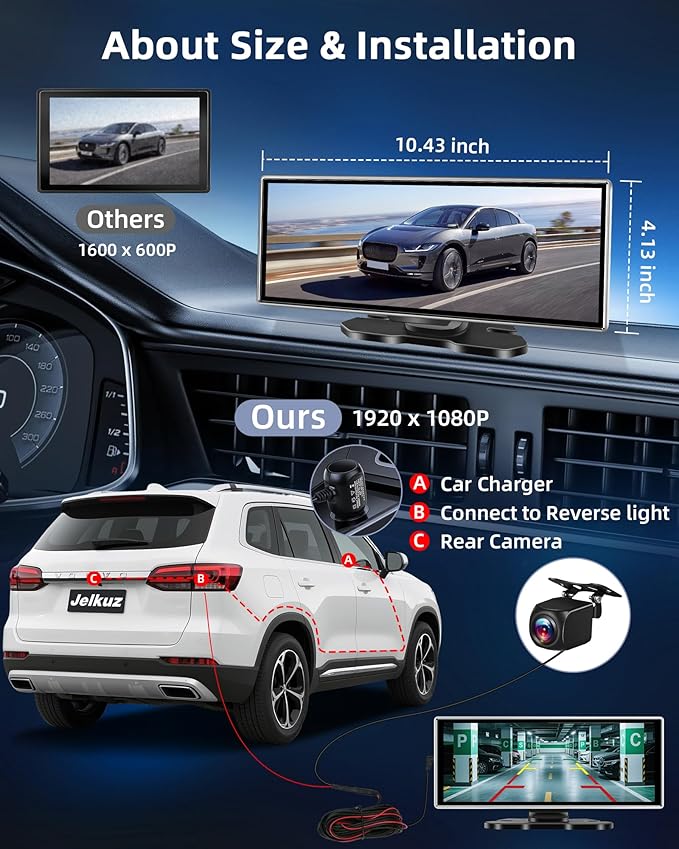 2025 Exclusive 11.26'' Portable Wireless Apple CarPlay Screen for Car & Android Auto Car Stereo, 2.5K Dash Cam 1080P Backup Camera car Audio Receivers/GPS Navigation/Voice Control for All Vehicles