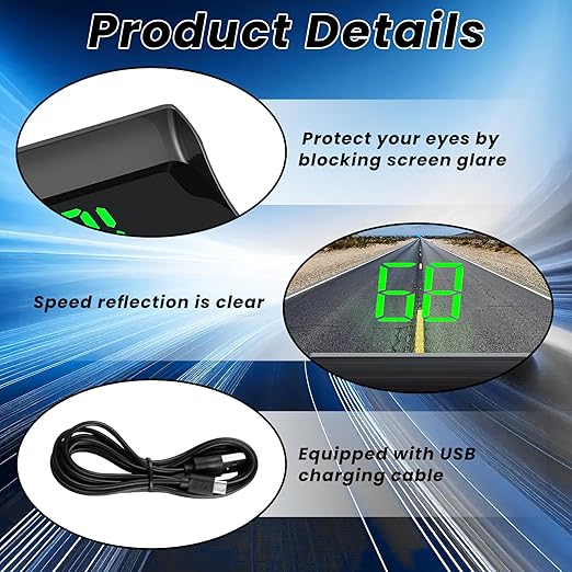 GPS Digital Speedometer for Car MPH, Universal HUD Speed Meter with LED Large Font, Plug Play for Car Truck Motor SUV Golf Cart All Vehicles (HUD Speedometer (Green Display))
