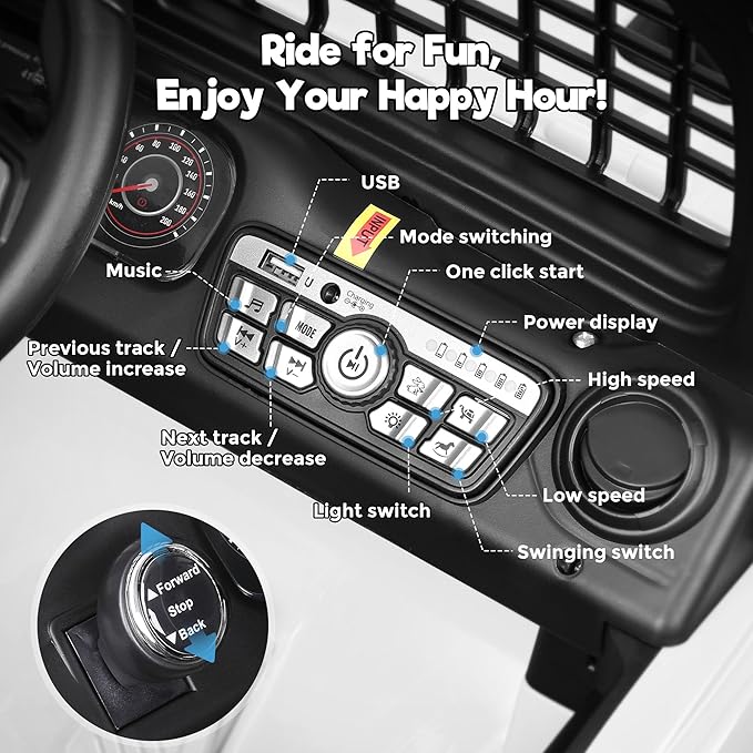 2 Seater Ride on Car, 12V 7AH Electric Car with Parent Remote Control, Spring Suspension, LED Headlight & Music Player, 3 Speeds Kids Cars to Drive (Black)