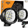 Auxbeam P4 Series Flood Beam LED Pods 4 Inch 90W Round Offroad Fog Lights Driving Flood Light Bar Bumper A-Pillar Hood Mount for Trucks ATV UTV Motorcycle Jeep