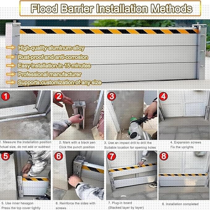 Flood Barriers for Home Exterior - Aluminum Alloy Outdoor Easy Flood Barrier Garage Doors Water Barriers for Flooding,H39.4 Inch/L23FT