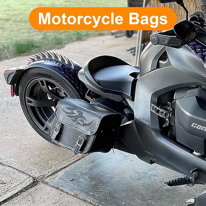 GARGOYLE BELLS Motorcycle Saddle Bags Leather Motorcycle Luggage Bag with Gun Holsters For Softails Sportsters and Choppers Waterproof Luggage Bags For Motorcycle