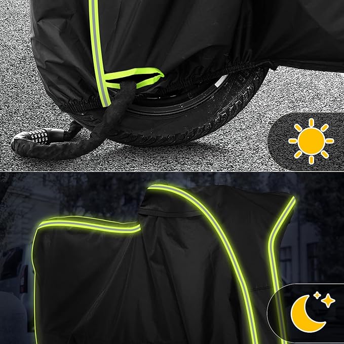 Waterproof Motorcycle Cover for Honda Grom MSX125/Navi/Monkey/2022 Benelli 135/2023 Grom, All Weather Outdoor Black Protective Cover with Reflective Strips,Vent Holes and Lock Holes