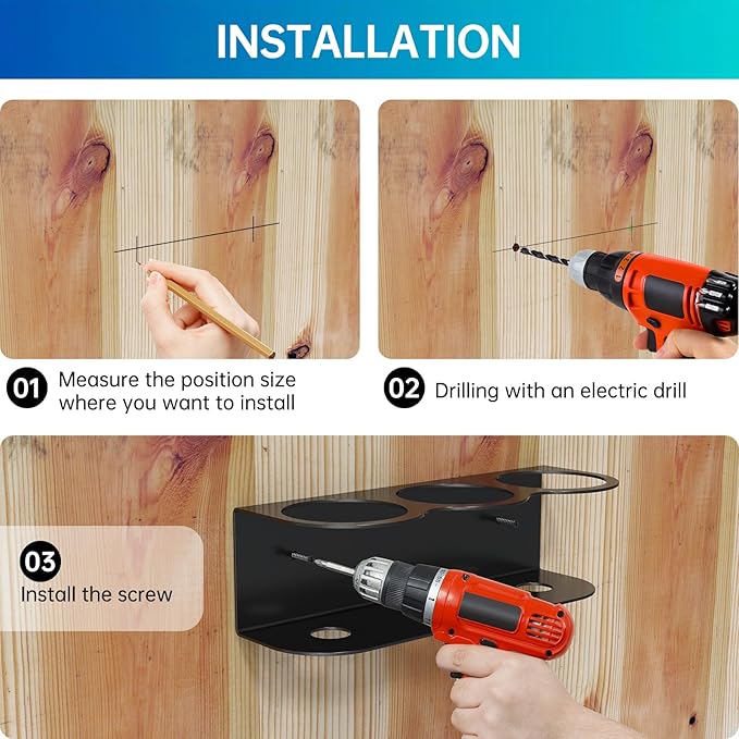 2 Pack 3 Holes All-Purpose Spray Bottle Holder Wall Mount Heavy Duty Spray Can Holder Rack Organizer Storage for Home Garage Workspace