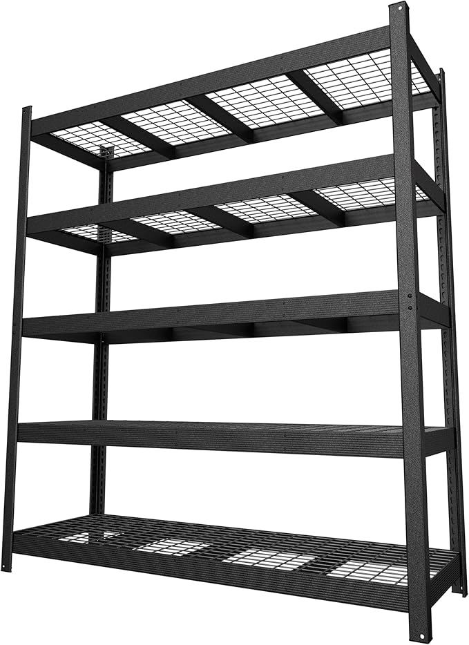 MUPATER 72.05” W × 24.02” D × 83.86” H, Heavy Duty Metal Storage Shelves, 3000 LBS Capacity, 5-Tier Adjustable Garage Shelving, Storage Shelf Rack for Kitchen, Basement, Warehouse