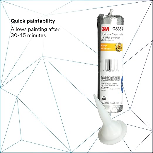 3M Urethane Seam Sealer, 08364, Beige Color, High Solids, Permanently Flexible, 310 mL/10.5 oz Foil Pack