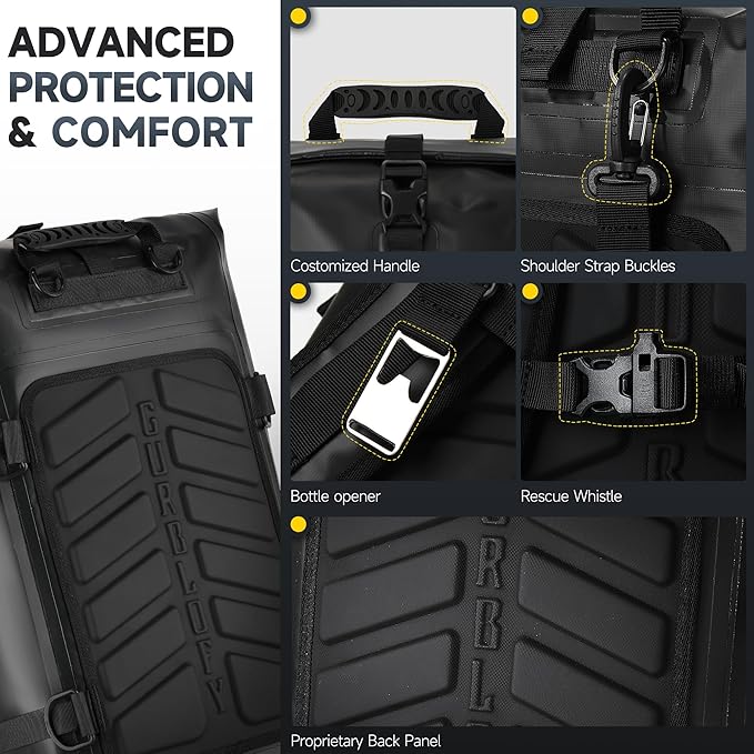 Motorcycle Tail Bag, 30L Waterproof Saddle Bag, 2 Size and 3 Color Options Motorcycle Travel Bag, PVC Luggage Bag, Rear Seat Bag, Classic Black GT-30BL