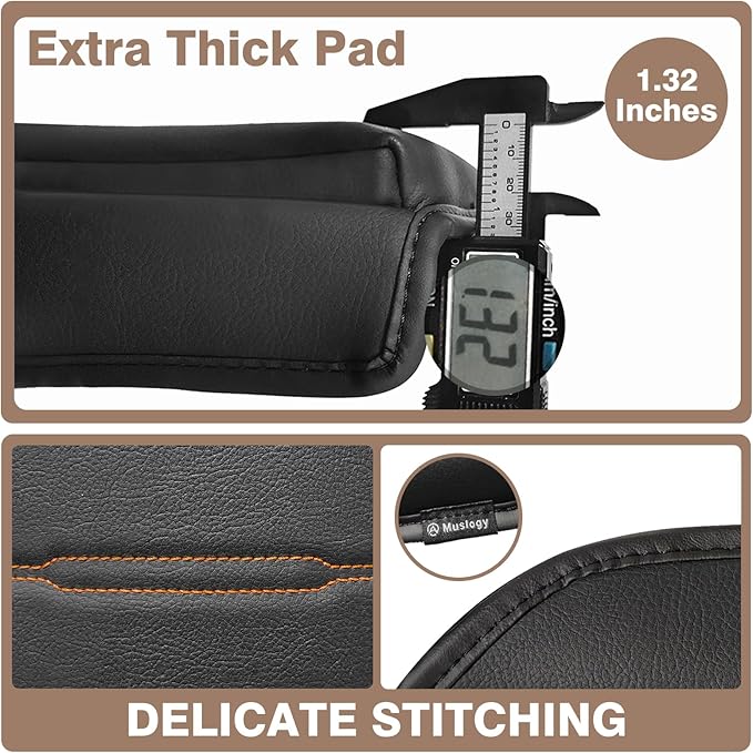 Muslogy Center Console Cover Extra Thick Armrest Pad Compatible with Honda CR-V 2023+ & CRV Hybrid Accessories Arm Rest Cushion Padding Anti-Scratch Middle Console Pad Leather Armrest Lid Protector