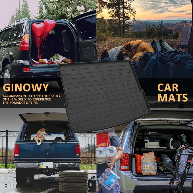 GINOWY-Floor Mats & Cargo Liner for Audi Q5 SQ5 2018-2024 2025 (Not for PHEV) TPE All Weather Q5 Car Mats, Non-Slip Trunk Mat Q5 Floor Liners Waterproof Custom Fit Accessories Mats Black