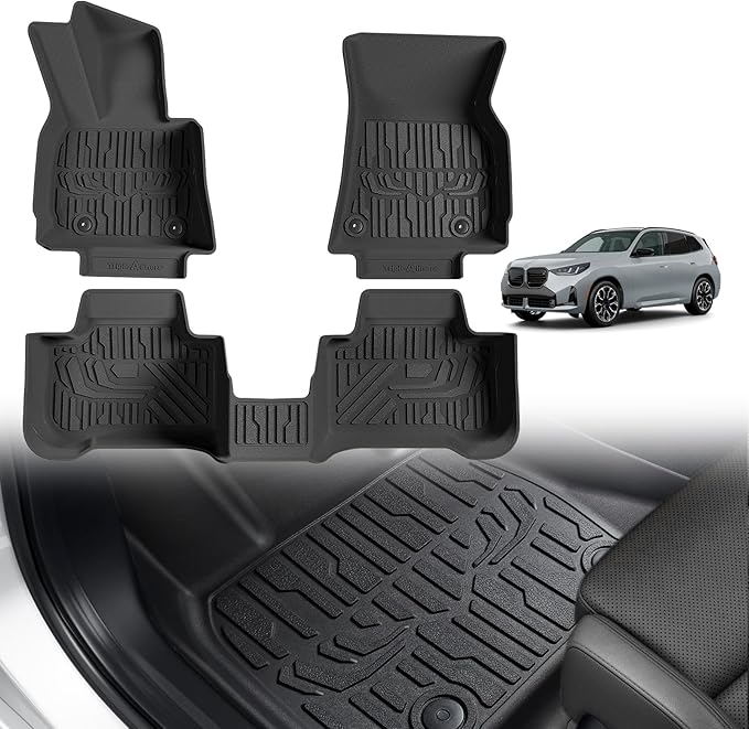 TripleAliners Floor Mats All Weather Compatible with 2025 BMW X3 Accessories 1st & 2nd Row TPE Heavy Duty Protection Odorless Anti-Slip Floor Liners