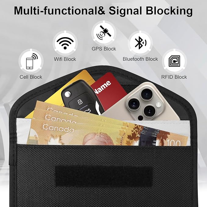Faraday Bag 2 Pack of RFID Signal Blocking Bag Shielding Pouch Wallet and Credit Card Case for Cell Phone Privacy Protection and Car Key FOB