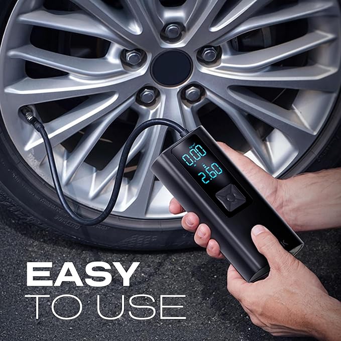 STATIK TireHero Car Tire Inflator Portable Air Compressor - 150 PSI, Electric Air Pump for balls, Bike Pump, Inflatables, Paddleboard, Air Mattress, Car Emergency Safety Kit w/Flashlight