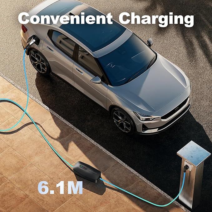 Level 1/2 EV Charger for Tesla 16Amp, Electric Vehicle Portable Charger with 20FT Cable, 3.5KW Home EV Charging Station for J1772 Electric Cars,110V-240V, NEMA 6-20 & NEMA 5-15 Plug