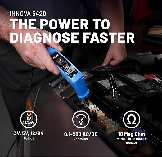 Innova 5420 Power Circuit Tester for Automotive | Fuse, Relay, Battery, and Circuit Diagnostics | Voltage Tester, Multimeter, Relay Tester, Short Circuit Finder, 12V/24V with LCD & Circuit Breaker