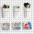 6 Sets Pegboard Bins and Cups with Pegboard Hooks, Pegboard Accessories Baskets, Hooks for Pegboard Cup Holder for Organizing Craft Tools Storage Garage Office Workbench Transparent