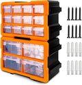 HORUSDY 16-Drawer Storage Cabinet, Wall Mountable Parts Organizer for Hardware, Tools, Screws, Beads, Crafts, Garage, and Office Storage, Customizable Dividable Drawers, Heavy-Duty & Durable