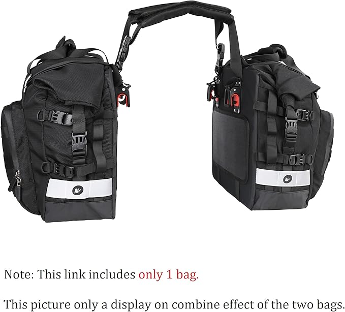 Rhinowalk Motorcycle Saddlebag Waterproof Motor Luggage Pack Quick Release Motorbike Side Bag 20L Fits Most Adventure and Sports Bike Motorcycle Racks(Black, 1 Pack)