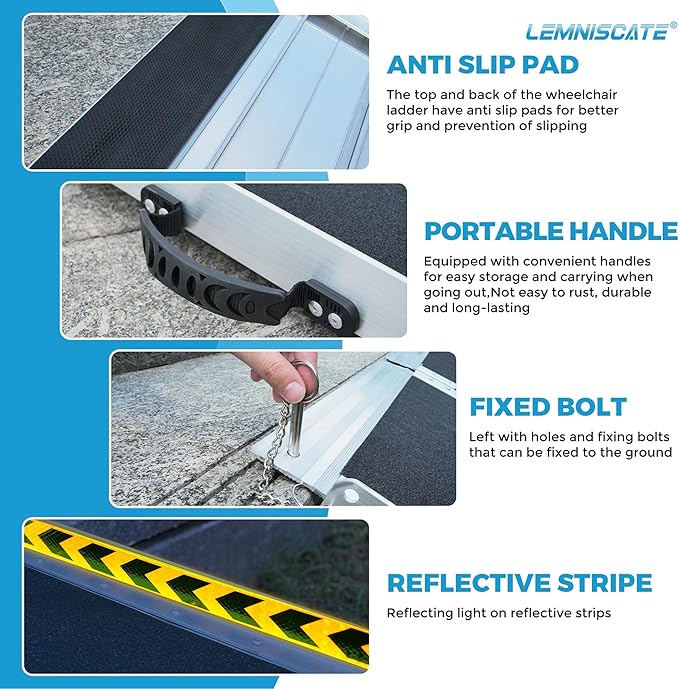 LEMNISCATE 3FT Wheelchair ramp,29.2” W,Non-Slip Portable Aluminum Wheel Chair Ramps, Folding Ramps for Wheelchair for Homes,Entry, Shed, Steps, Stairs, Handicap, Doorways, Curbs, 800LBS Capacity