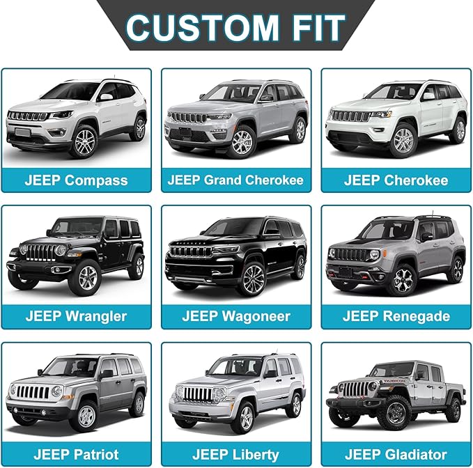 GIANT PANDA Front Car Seat Cover for Jeep, 3D Air Mesh Car Seat Covers Custom Fit Jeep Grand Cherokee Wrangler Compass Gladiator Wagoneer (Black) 2-Pack