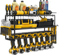 Power Tool Organizer-7 Drill Holder Wall Mount, Garage Organization Storage, 3 Layer Heavy Duty Metal Power Tool Rack,Garage Tool Organizer with Screwdriver Plier Hammer Holder, Men Dad Gifts