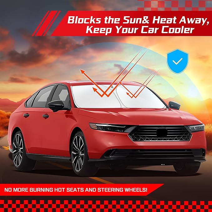 ARISMOTOR Windshield Sun Shade for Honda Accord Sedan 2018-2025, Custom Fit Foldable Front Window Sunshade Sun Visor Protector, Block UV Rays Keep Your Car Cooler