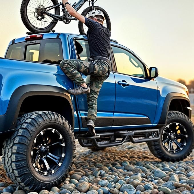 OEDRO Running Boards Compatible with 2019-2025 Chevy Silverado/GMC Sierra 1500, 2020-2025 2500HD 3500HD Crew Cab(Excl. 2019 1500 LD/Limited), Bolt-on Side Steps Steel Nerf Bars