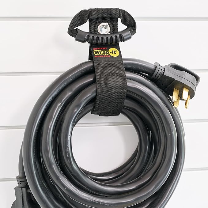Easy-Carry Wrap-It Storage Straps - 22” (2-Pack) Blaze Orange with Grommet - Extension Cord Storage Holders and Carrying Straps for Garden Hose Storage