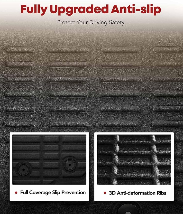 YHTAUTO Automotive All Weather Floor Mats Compatible with Toyota RAV4 2006-2012 5 Seats, Without 3rd Row Seat, Car Mats Custom Fit TPE Floor Liners Front & Back Seat, Black, Set of 3