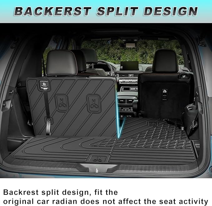 Original Cargo Mat & Backrest Mat Fit for Honda Pilot 2016-2022: Cargo Liner with Backrest Mat Behind 3rd Row Back Seat Protector - All Weather Protection Trunk Mat with Back Seat Cover Accessories