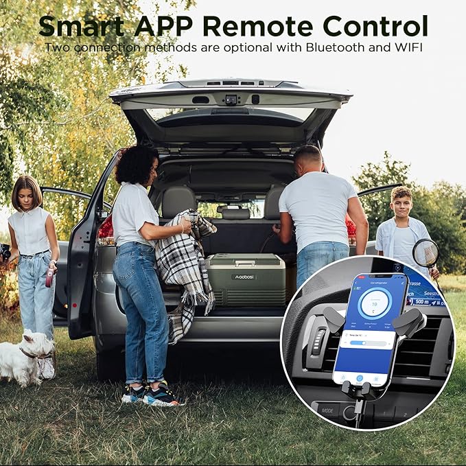 AAOBOSI 12 Volt Car Refrigerator 32 Quart (30L) RV Portable Refrigerator Freezer Car Fridge Cooler -4℉-68℉ Electric Compressor Cooler 12/24V DC 100-240V AC Travel