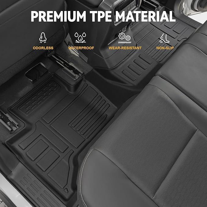 Floor Mats Set for 2024 2025 Toyota Land Cruiser Prado 5 Seats, Full Coverage All Weather Floor Mats Cargo Mat with Backrest Protectors & Door Sill Guards for Land Cruiser Accessories