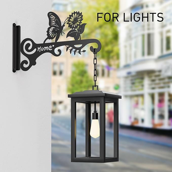 10 Inch Metal Plant Hooks (2-Pack) - Decorative Wall Hangers with Butterfly Design for Indoor & Outdoor Use - Hanging Brackets for Plants, Flower Baskets, Bird Feeders - Patio, Garden, Home Decor