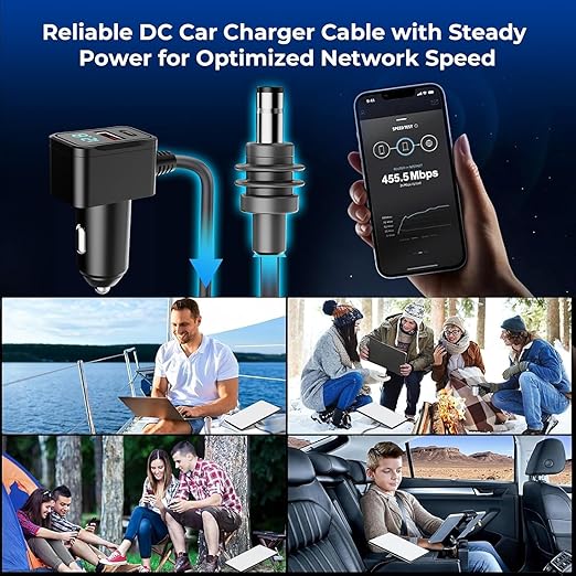 3 in 1 Starlink Mini Cable 10FT, Nolansend Starlink Mini Car Charger DC Power Cable+Cigarette Lighter Adapter 12V-48V with Digital Display, Durable USB C PD 36W/USB A 18W Ports for Trucks and Cars