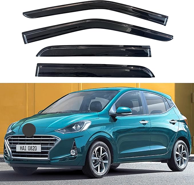 KPY Window Visor Compatible with Hyundai Grand i10 Hatchback 2020-2023, 4PC Rain Guard Side Window Vent Deflectors Tape-On Mugen Style, 2020 2021 2022 2023